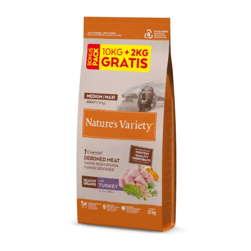 Natures Variety Healthy Grains Adult Medium Maxi Pavo pienso para perros