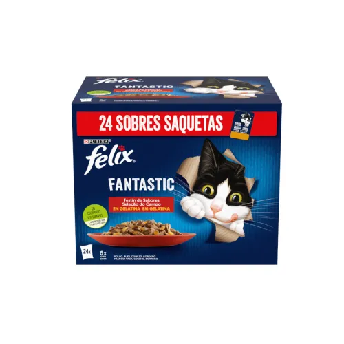 Felix Fantastic Carne en Gelatina sobre para gatos