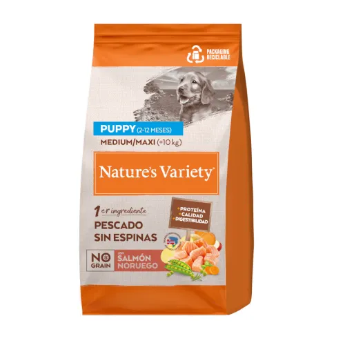 Natures Variety No Grain Puppy Medium Maxi Salmón pienso para perros
