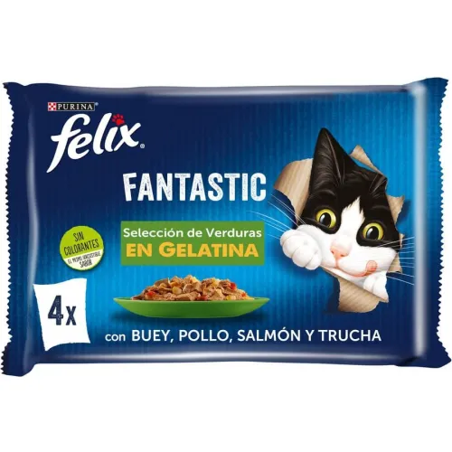 Felix Fantastic Selección de Verduras sobres en gelatina para gatos