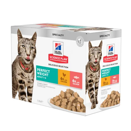 Hills Science Plan Perfect Weight Salmón y Pollo sobre para gatos - Multipack