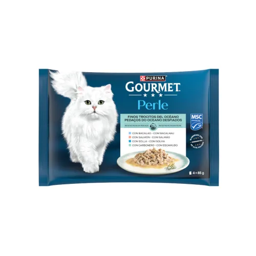 Gourmet Perle Finos Trocitos del Océano en salsa sobre para gatos