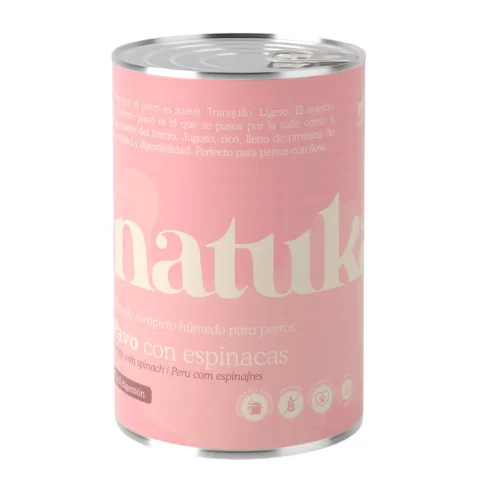 Natuka Comida Húmeda Lata Pavo y Espinacas para perros