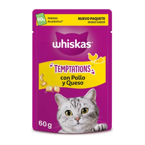 Whiskas Temptations Snacks Pollo y Queso para Gatos