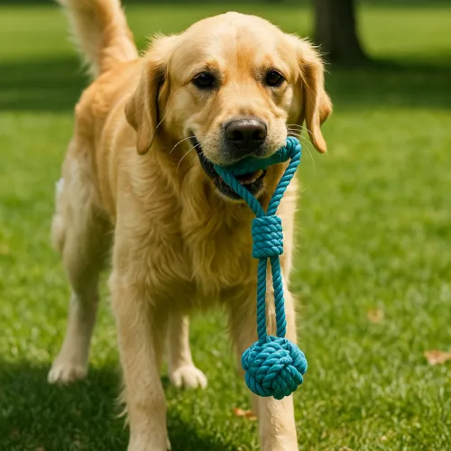 Tootoy! Modedor para Tirar de Cuerda con Pelota Azul para perros