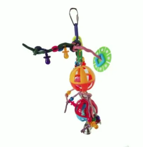 Flamingo Juguete Cadena Colgante con pelotas y cuerdas para pájaros