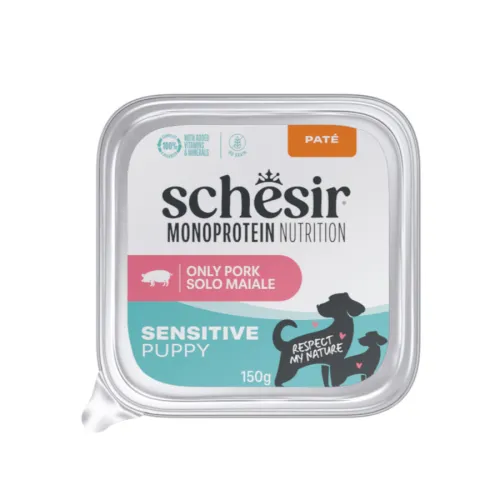 Schesir Monoprotein Tarrina Cerdo paté para cachorros