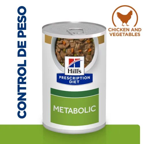 Hills Prescription Diet Metabolic Estofado de Pollo y Vegetales lata para perros