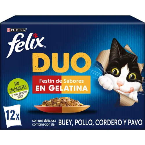 Felix Fantastic Duo Carne en Gelatina sobre para gatos