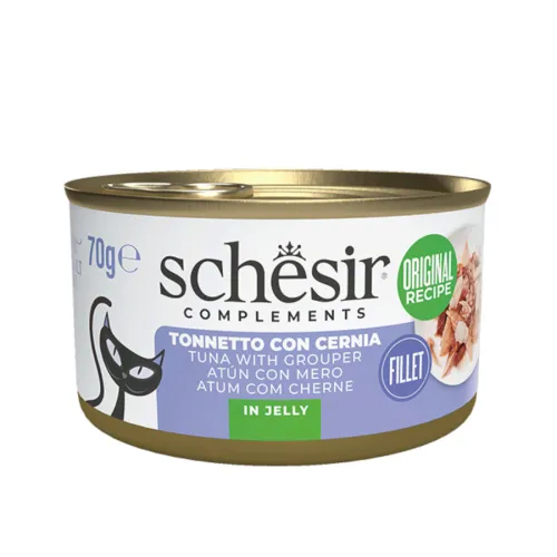 Schesir Atún con Mero en Gelatina lata para gatos