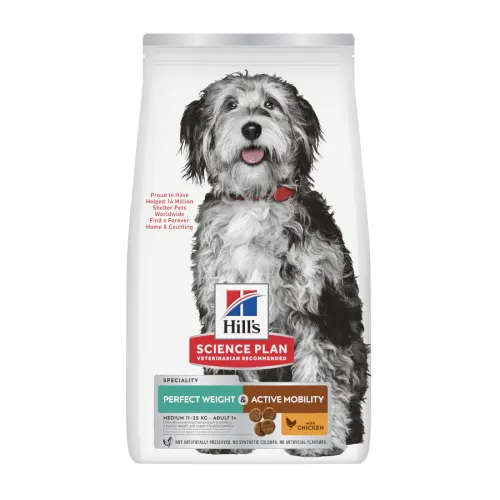Hills Science Plan Perfect Weight y Active Mobility pollo pienso para perros medianos