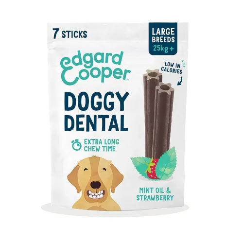 Edgard & Cooper Barritas Dentales Fresa y Menta snack para perros grandes