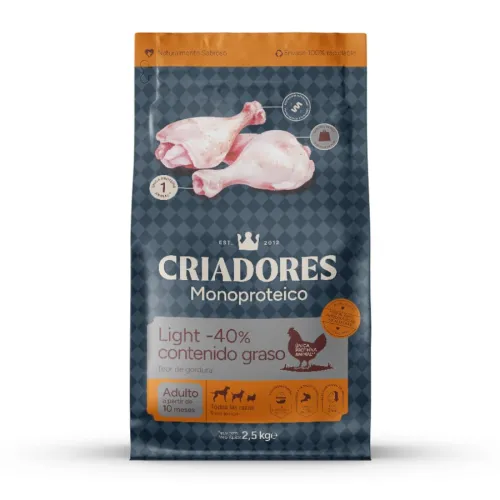 Criadores Monoproteico Light -40% contenido graso Adulto con Pollo pienso para perros