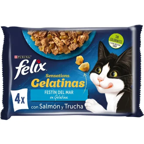 Felix Sensations Festín del Mar sobres en gelatina para gatos