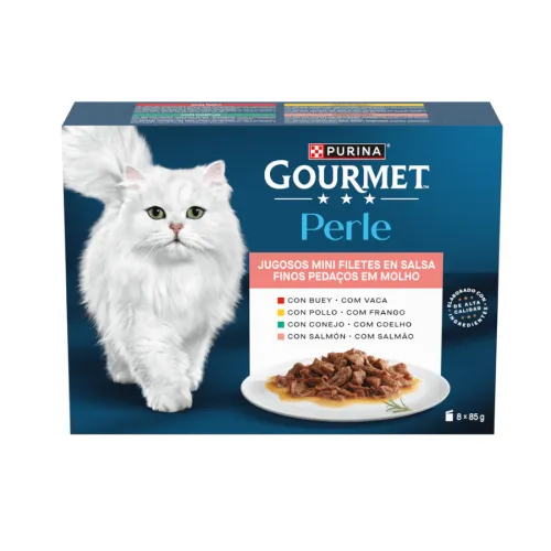 Gourmet Perle Filetes de Carne en salsa sobre para gatos