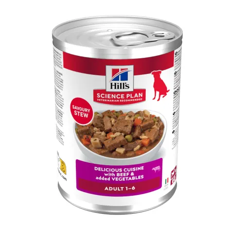 Hills Science Plan Adult Estofado con vacuno y verduras lata para perros