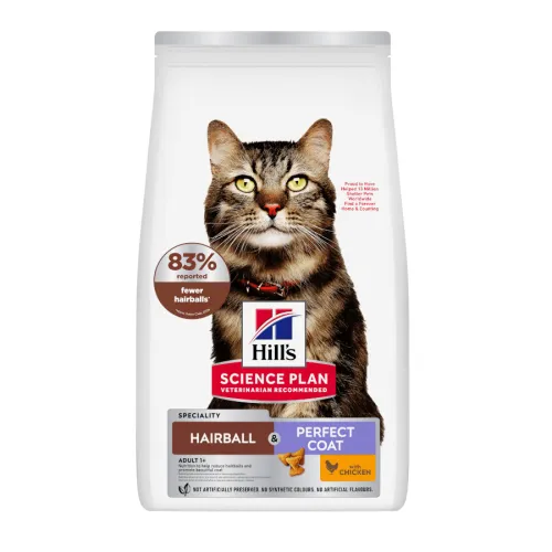 Hills Science Plan Adult Hairball y Perfect Coat Pollo pienso para gatos