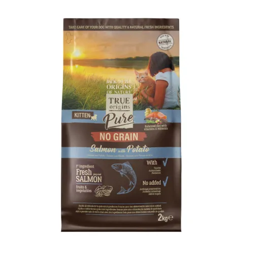 True Origins Pure Kitten Grain Free Salmón pienso para gatos