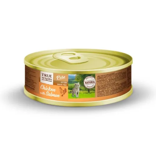 True Origins Pure Kitten Paté Pollo con Salmón lata para gatos