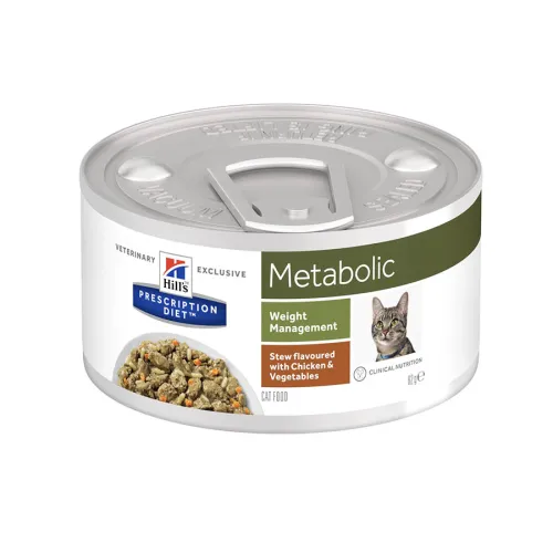 Hills Prescription Diet Metabolic Estofado de Pollo y Vegetales lata para gatos