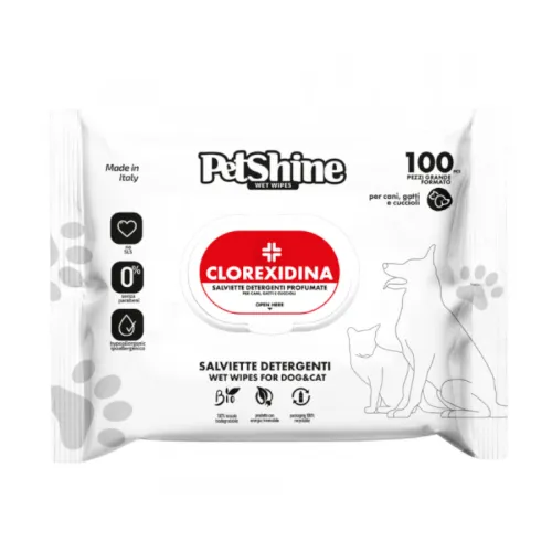 PetShine Toallitas Húmedas con Clorhexidina para perros y gatos– Pack Económico
