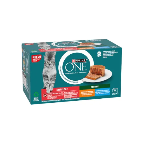 Purina ONE Esterilizado Pollo y Bacalao latas para gatos  - Multipack