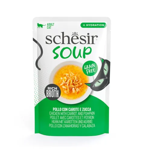 Schesir Pollo con Calabaza Grain Free en Sopa sobre para gatos