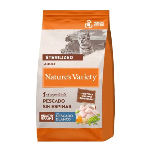 Natures Variety Healthy Grain Sterilized Pescado Blanco pienso para gatos