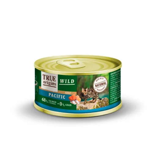 True Origins Wild Adult Pacific Salmón y Arenque lata para gatos