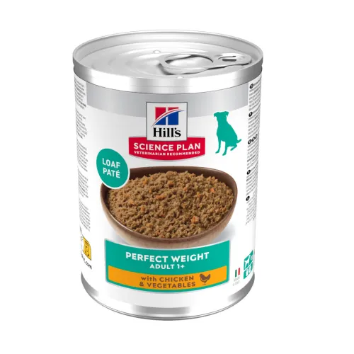 Hills Adult Perfect Weight Pollo y Vegetales lata para perros