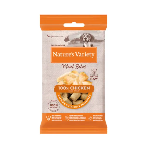 Natures Variety Bocaditos Meat Bites Pollo Liofilizado para perros