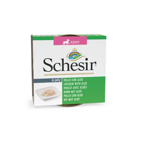 Schesir Puppy pollo con aloe lata para perros