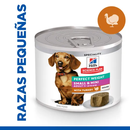 Hills Science Plan Adult Small y Mini Perfect Weight Mousse de Pavo lata para perros