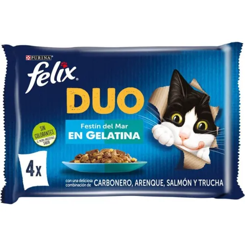 Felix Fantastic Duo Pescado en Gelatina sobre para gatos