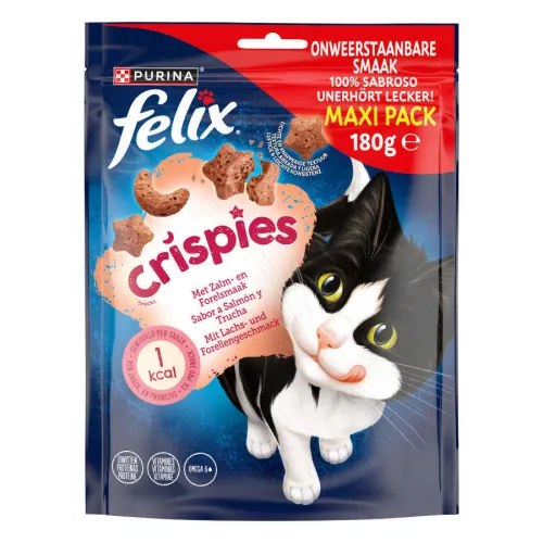 Felix Crispies Bocaditos de Salmón y Trucha Maxi para gatos