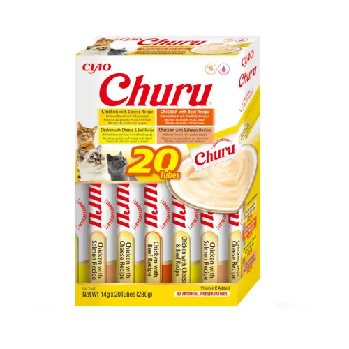 Churu Variedades de Pollo con Ternera Snack Líquido para gatos