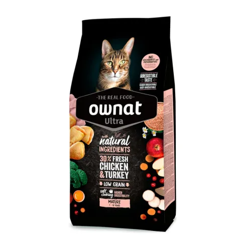 Ownat Ultra Mature Pienso Pollo y Pavo para gatos
