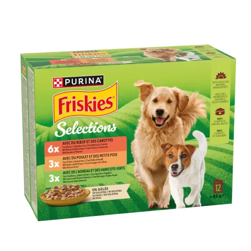 Friskies Pollo y Cordero en Gelatina sobre para perros
