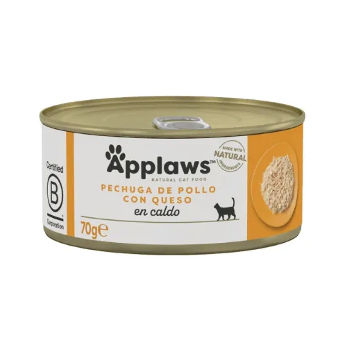 Applaws Pollo con Queso en caldo lata para gatos