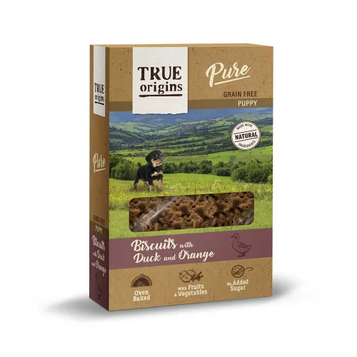 True Origins Pure Puppy Pato con Naranja galletas para perros
