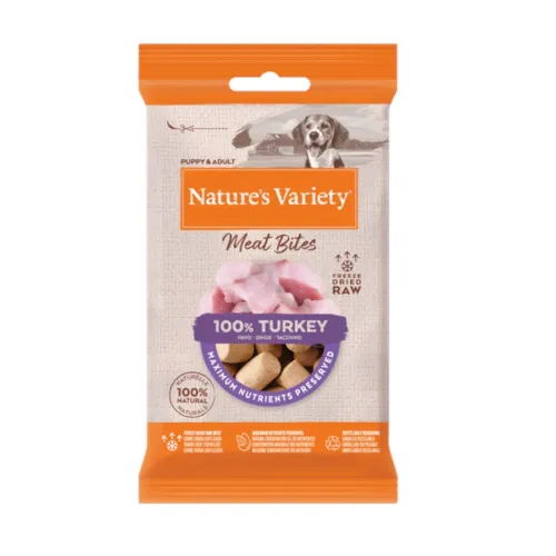 Natures Variety Meat Bites Bocaditos de Pavo Liofilizado para perros