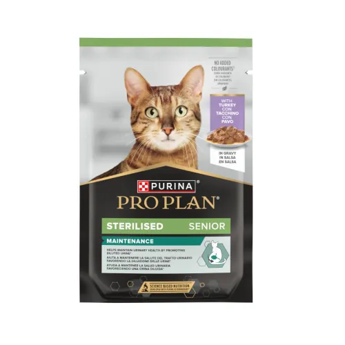 Purina Pro Plan Esterilizado Sobre en Salsa Pavo para gatos senior
