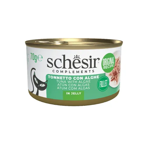 Schesir Atún con Algas en Gelatina lata para gatos 