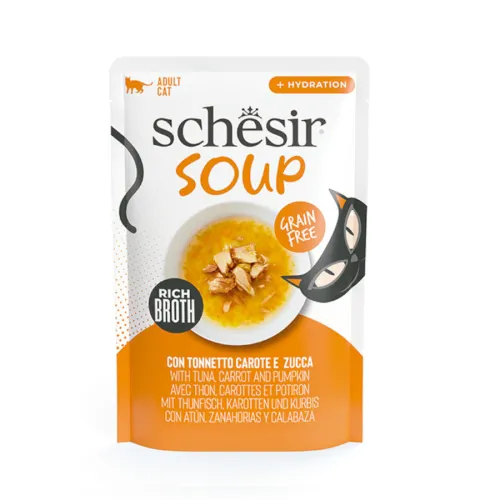 Schesir Atún con Calabaza Grain Free en Sopa sobre para gatos