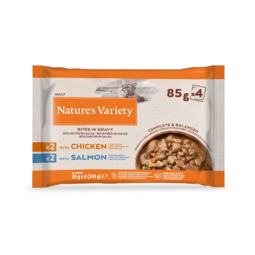 Natures Variety Adult Pollo y Salmón Sobres en Salsa para gatos