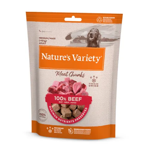 Natures Variety Meat Chunks Buey liofilizado para perros