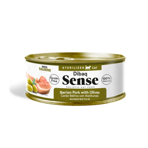 Dibaq Sense Sterilized Gain Free Cerdo Ibérico con Aceitunas lata para gatos