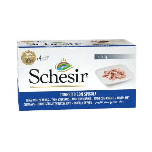 Schesir Filetes de Atún con Lubina en Gelatina lata para perros