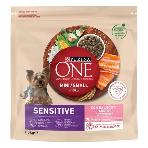 Purina One Adult Mini Bifensis Sensitive Salmón y Arroz pienso para perros