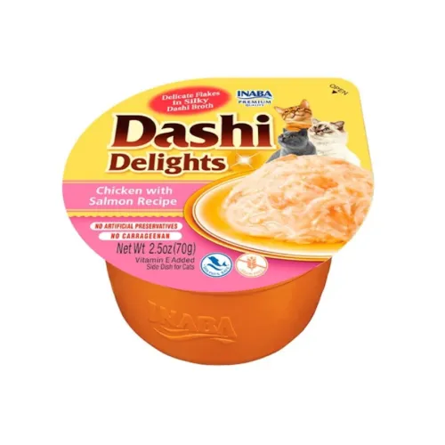 Dashi Delights Snack Cremoso Pollo y Salmón tarrina para gatos